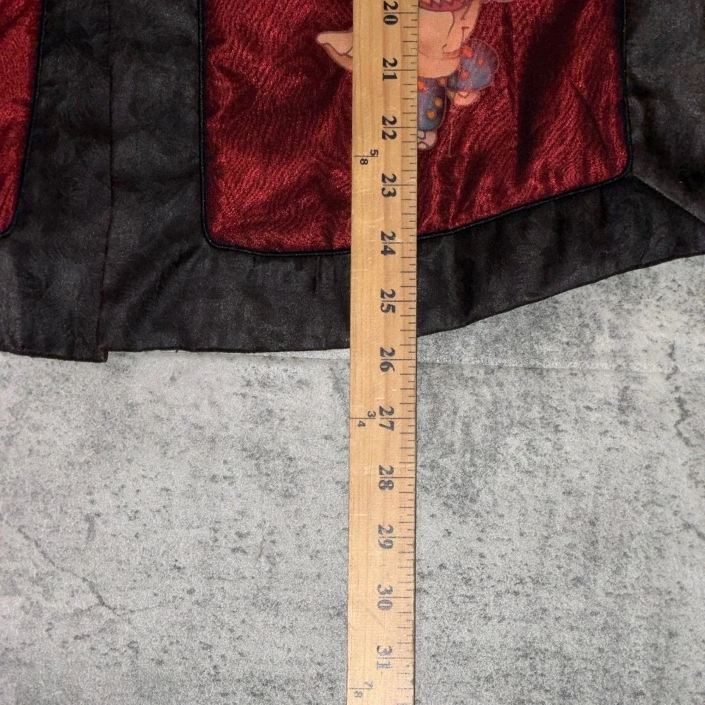 Vintage Traditional Chinese Vest‎ XL Red Black Frog Button Graphic Print